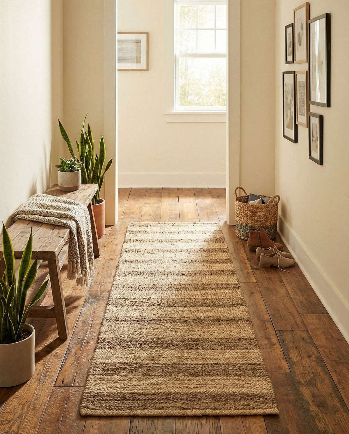 Woven Seaside Jute Collection Area Rug - Nantucket Runner Natural Ivory  lifestyle 160