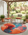 Urban Terrace Collection Area Rug -  Patio Round Gray and Pink  lifestyle 59