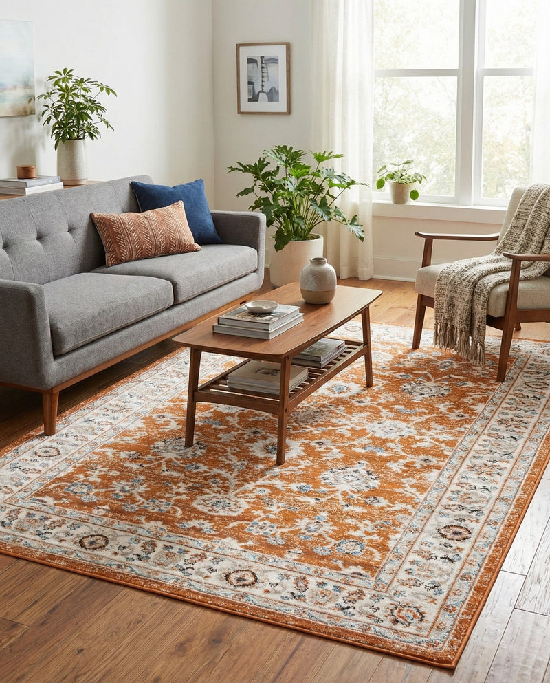 Savannah Elegance Collection Area Rug - Augusta (Rust Red) Rectangle Rust Red  lifestyle 15