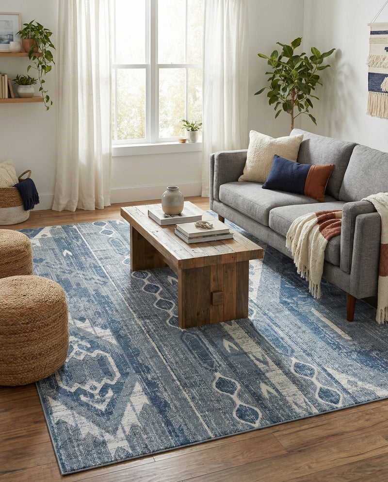 Cascade Range Collection Area Rug - Hood (Blue Gray) Rectangle Blue Gray  lifestyle 20