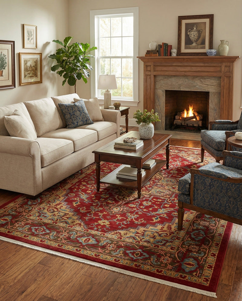 Persian Elegance Collection Area Rug -  Khorasan Rectangle Red  lifestyle 16
