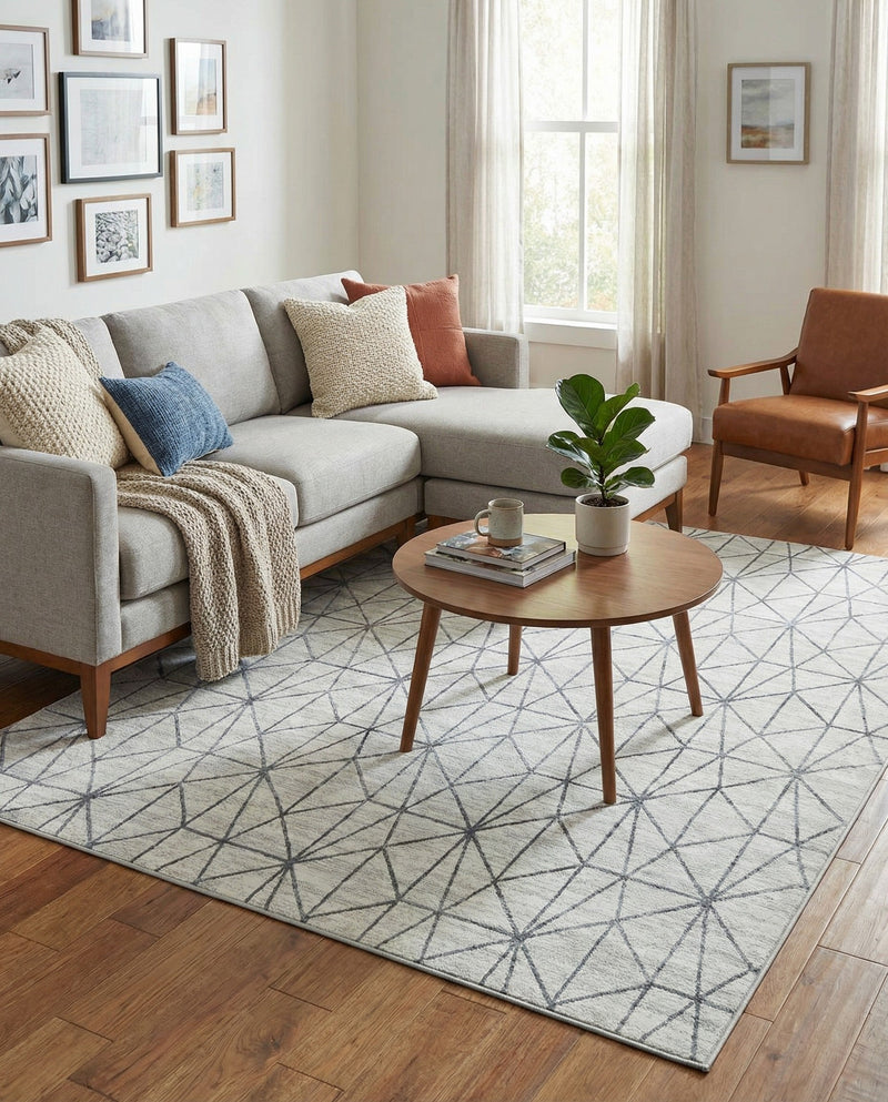 Garden Maze Retreat Collection Area Rug -  Arborlane Rectangle White  lifestyle 8