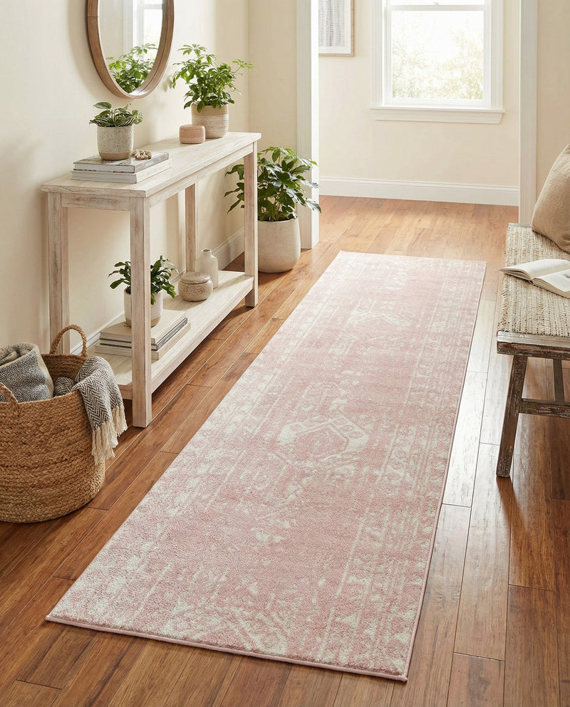 Brighton Stripes Collection Area Rug - Sussex (Pink) Runner Pink  lifestyle 63