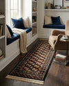 Samarkand Elegance Collection Area Rug -  Margilan (Black) Runner Black  lifestyle 71
