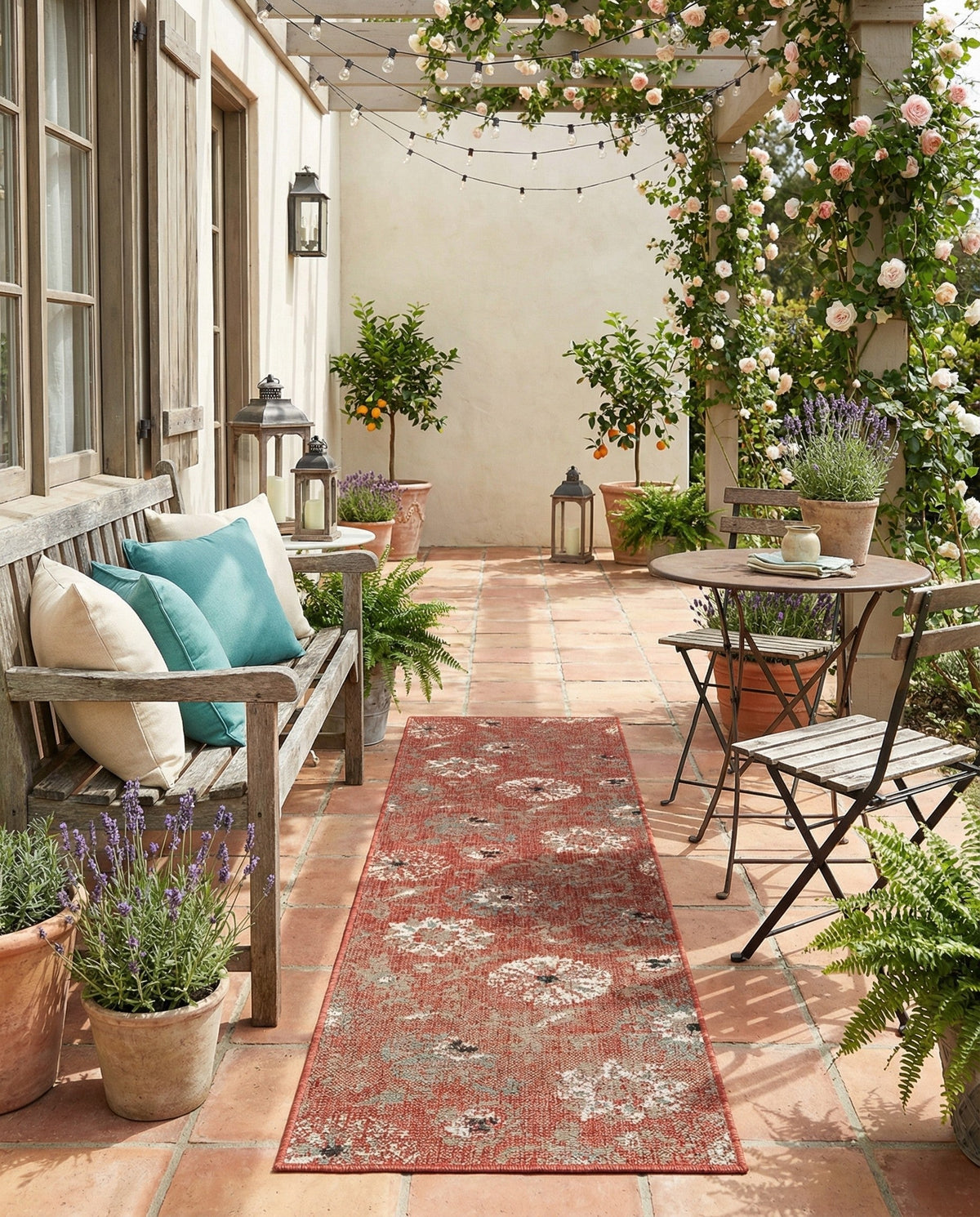 Seaside Blooms Collection Area Rug - Seychelles Runner Terracotta  lifestyle 47