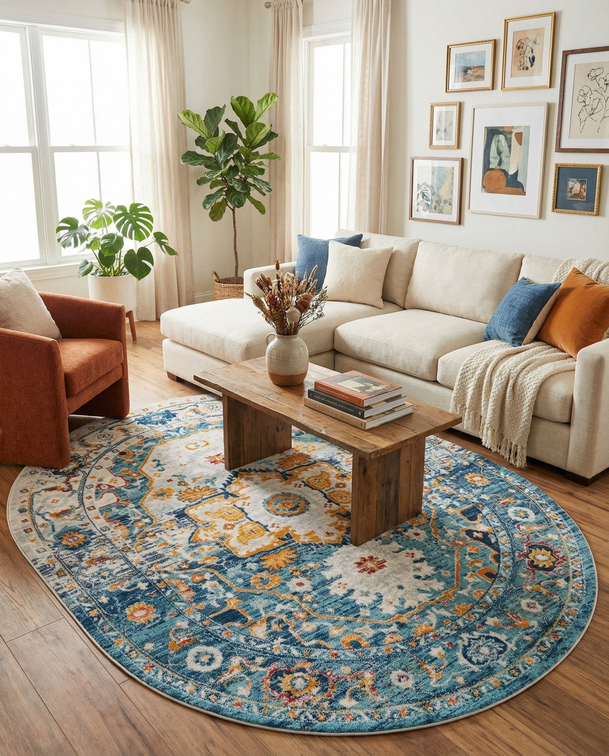 Parisian Elegance Collection Area Rug - Versailles (Teal) Oval Teal  lifestyle 82