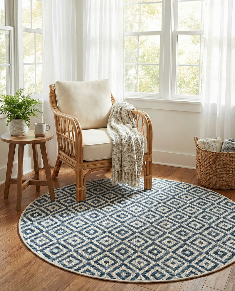 Urban Oasis Rugs Collection Area Rug -  Rooftop (Blue) Round Blue  lifestyle 58
