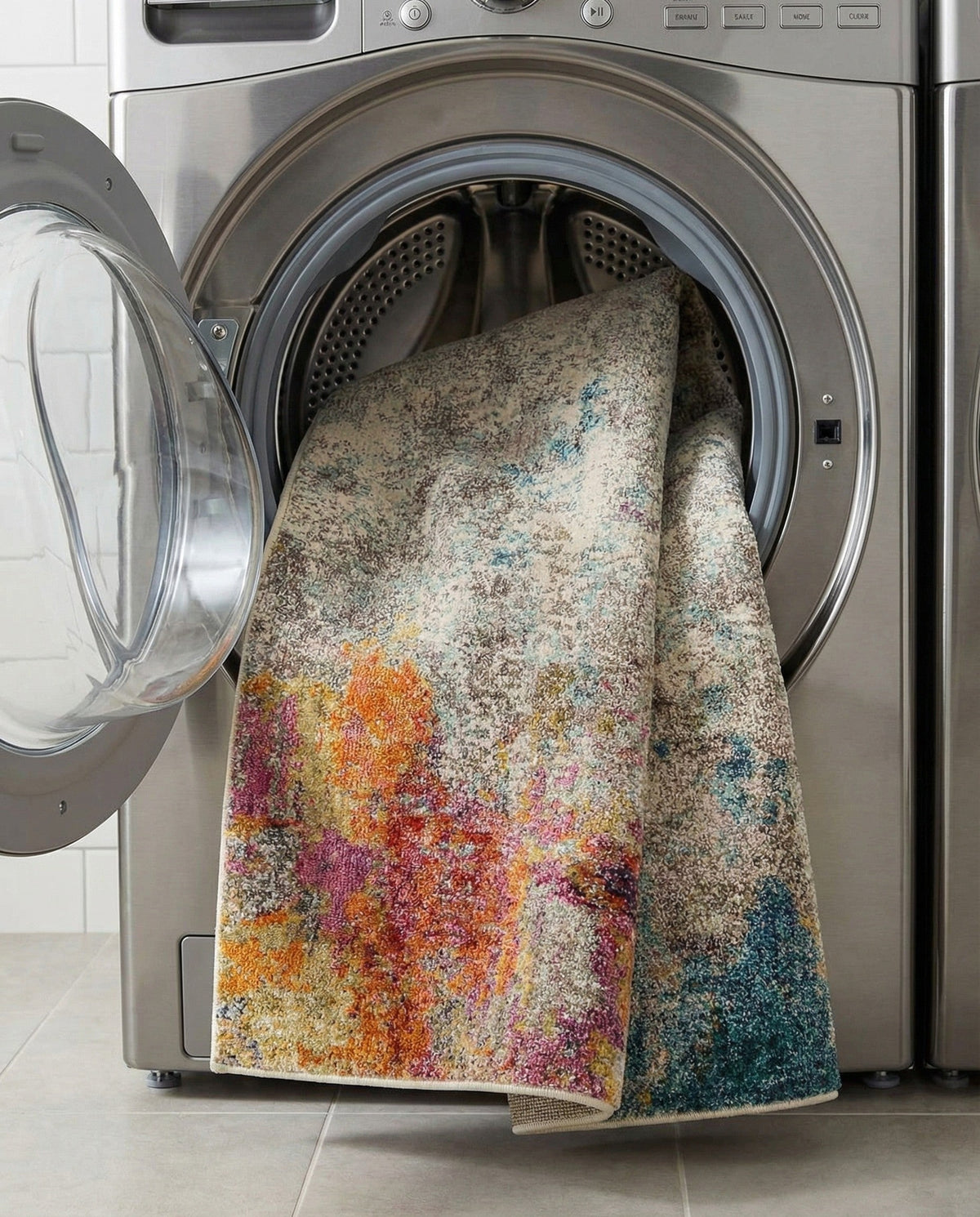 Chromatic Oasis Collection Area Rug -  Azure Square Beige  lifestyle 129
