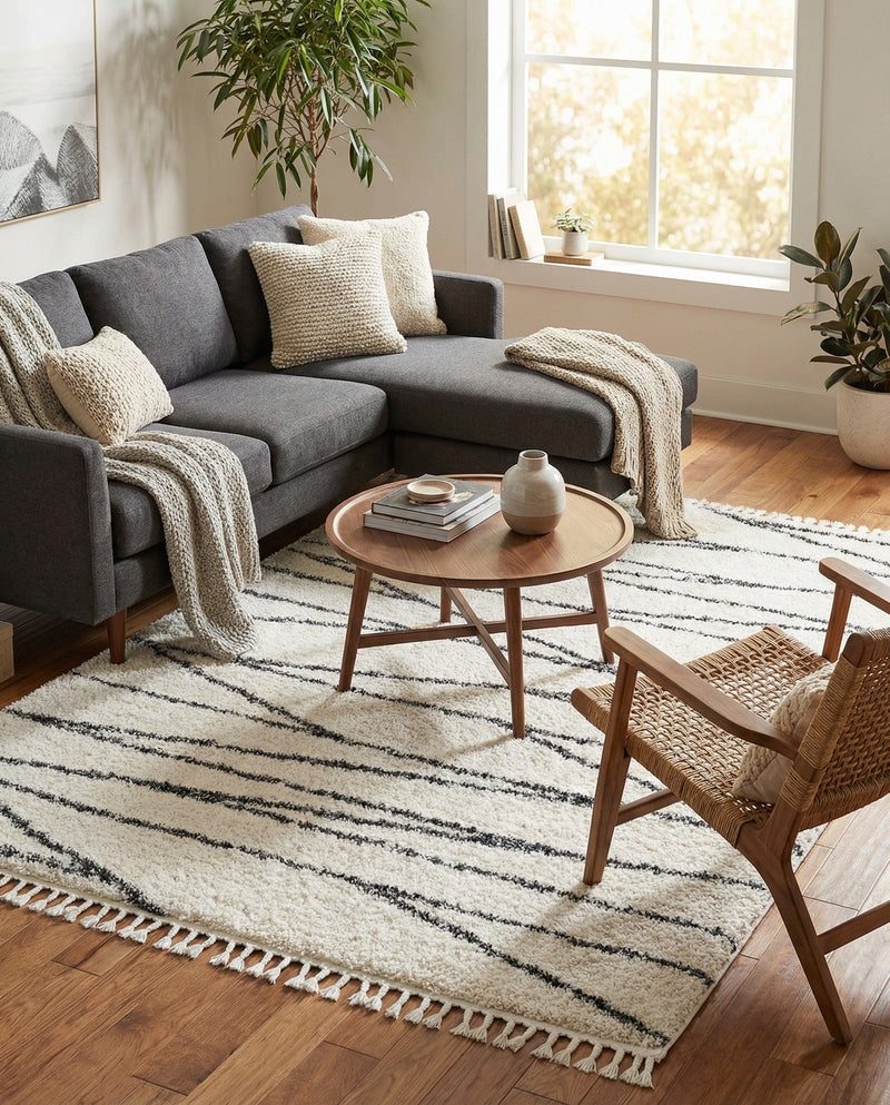 Tranquil Tides Shag Collection Area Rug -  Frost Rectangle White  lifestyle 23