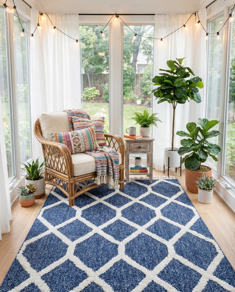 Sahara Chic Collection Area Rug -  Tuareg Rectangle Blue  lifestyle 52