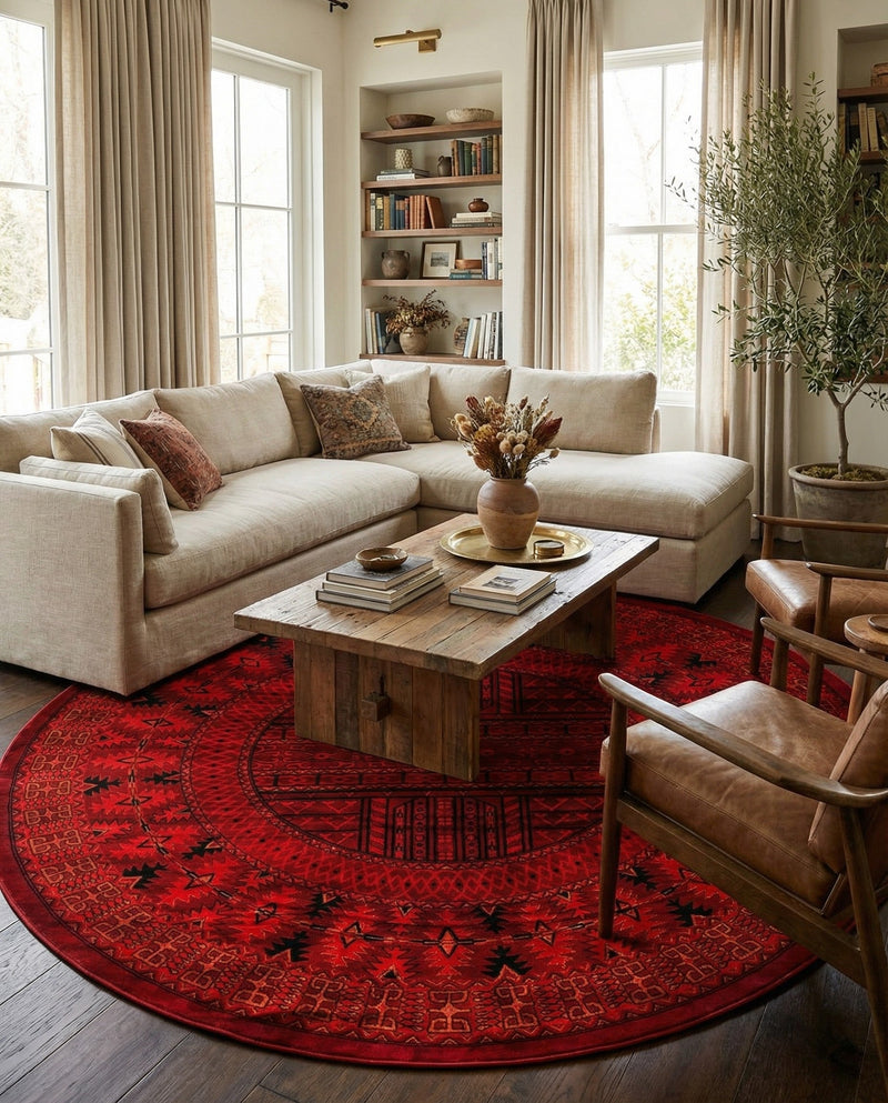 Samarkand Elegance Collection Area Rug -  Ark Round Red  lifestyle 74