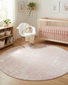 Brighton Stripes Collection Area Rug - Sussex (Pink) Round Pink  lifestyle 44