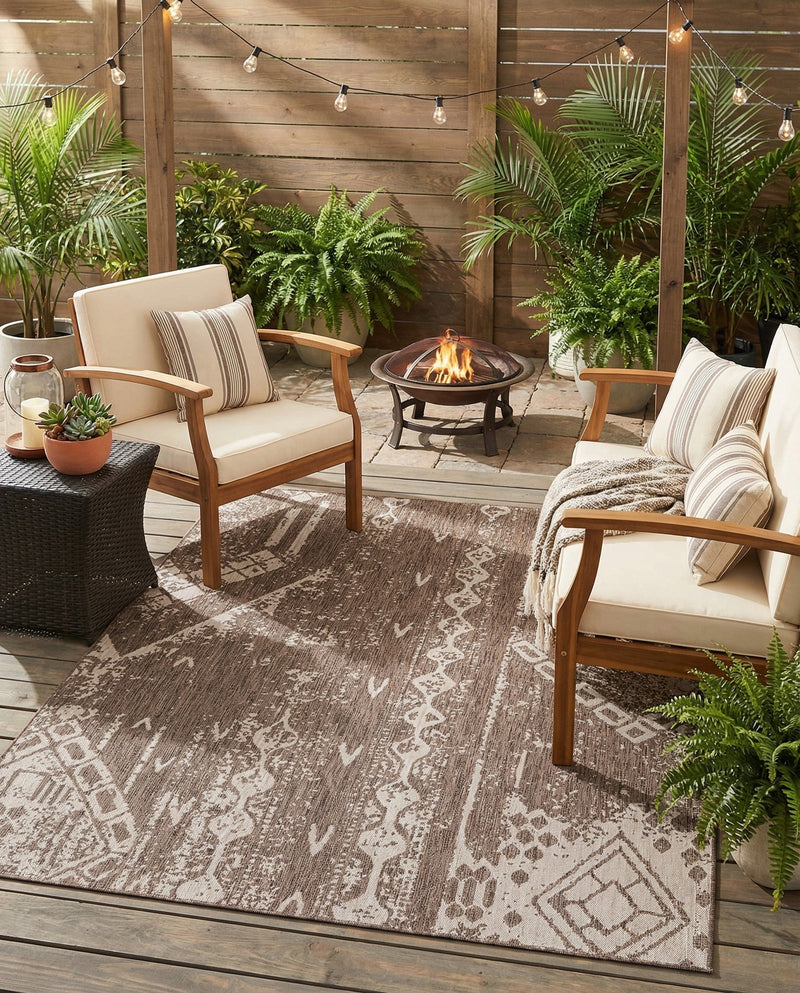 Desert Nomad Terrace Collection Area Rug - Sahara (Brown) Rectangle Brown  lifestyle 7