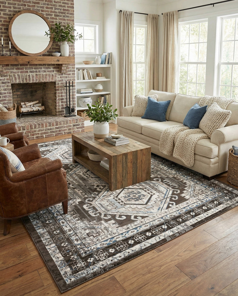 Savannah Elegance Collection Area Rug -  Tybee (Gray) Rectangle Gray  lifestyle 25