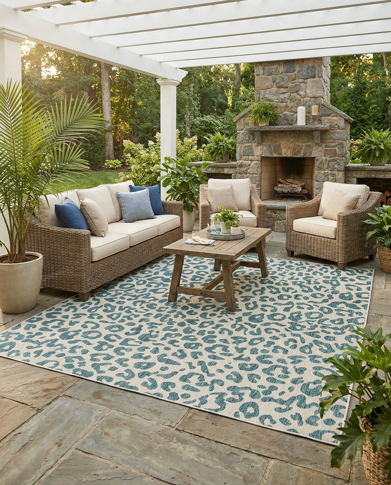 Savannah Escape Collection Area Rug -  Amazon (Teal) Square Teal  lifestyle 25