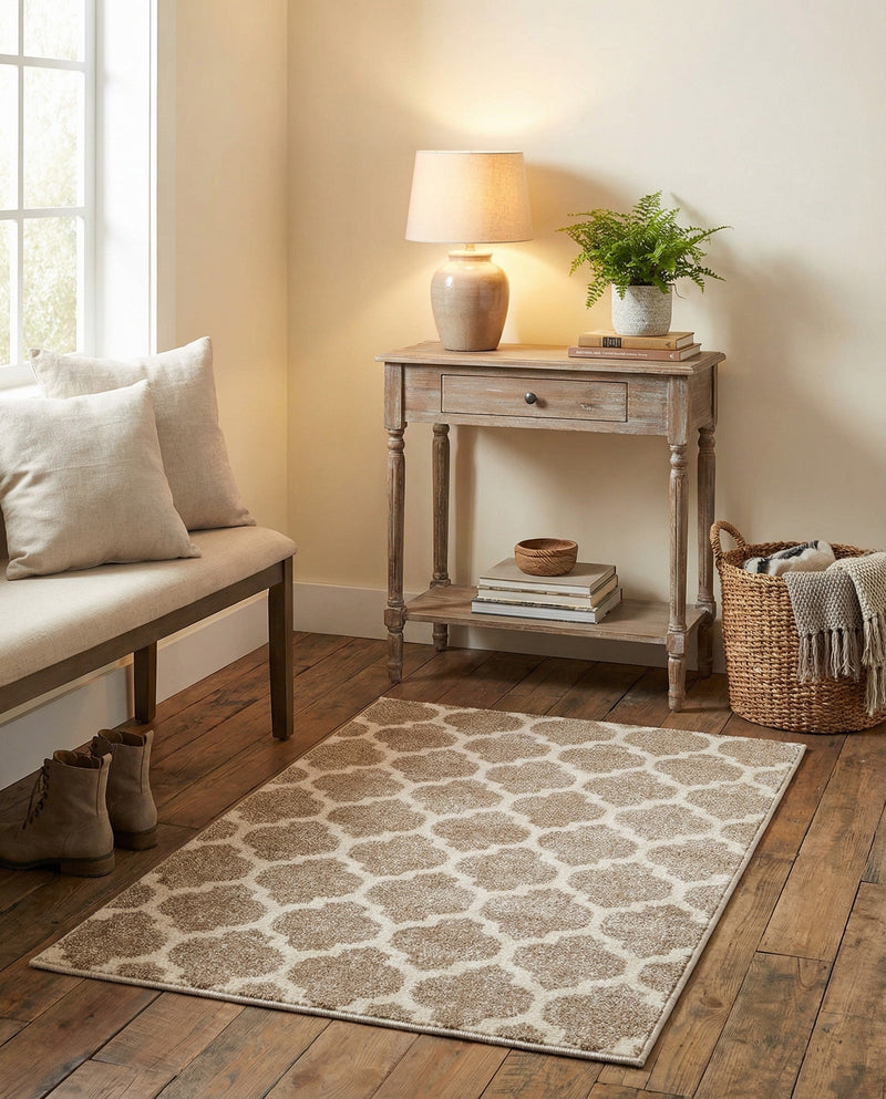 Lattice Gardens Collection Area Rug -  Bloomfield (Light Brown) Rectangle Light Brown  lifestyle 19
