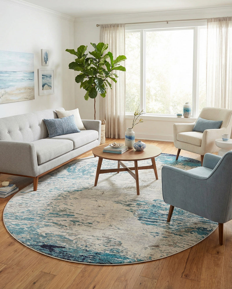 Colorburst Oasis Collection Area Rug -  Tropic Oval Blue  lifestyle 72