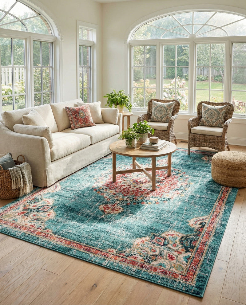 Brighton Terrace Collection Area Rug - Hove (Blue) Rectangle Blue  lifestyle 14