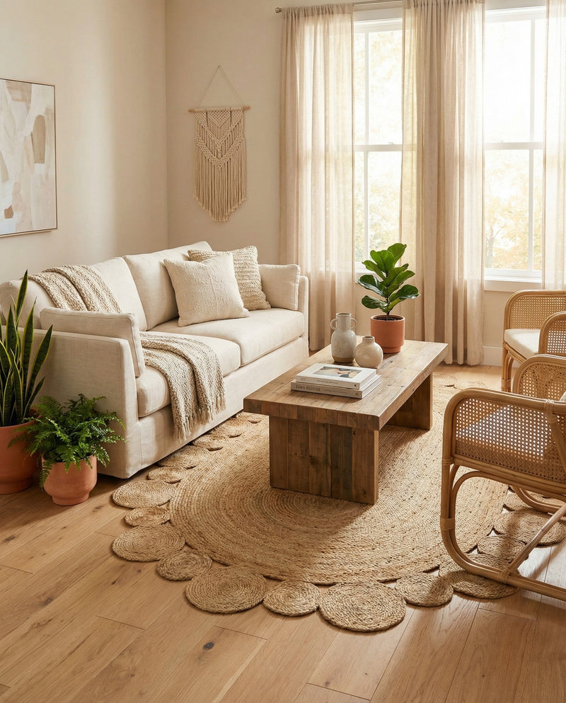 Woven Seaside Jute Collection Area Rug - Sienna Oval Natural  lifestyle 25