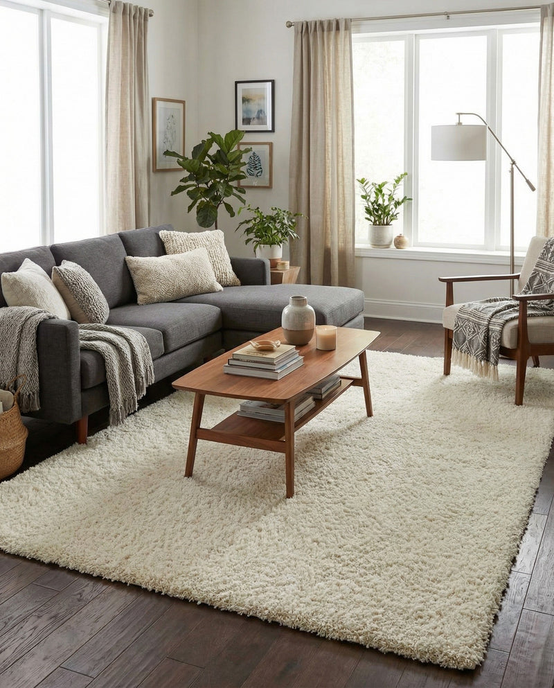 Plush Oasis Collection Area Rug - Serenity (Pure Ivory) Rectangle Pure Ivory  lifestyle 8