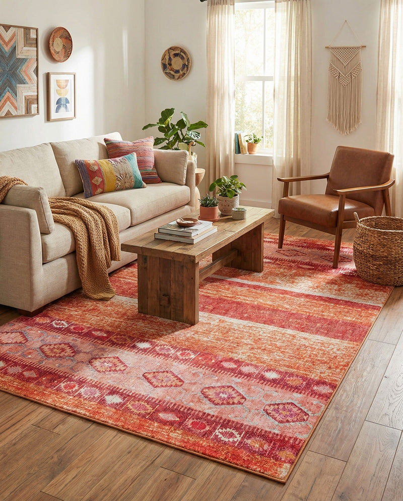 Heritage Elegance Collection Area Rug -  Edinburgh Rectangle Rust Red  lifestyle 13