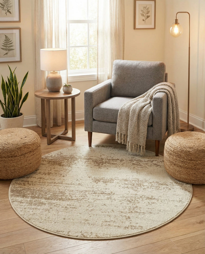 Studio Haven Collection Area Rug -  Gallery (Bone Beige) Round Bone Beige  lifestyle 68