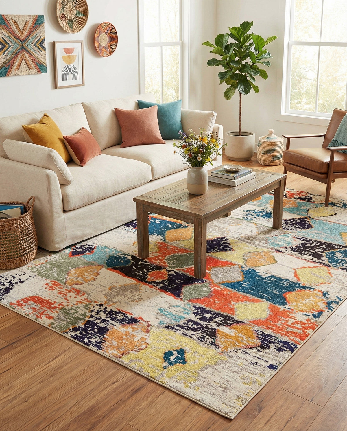 Colorburst Oasis Collection Area Rug -  Marina Rectangle Ivory  lifestyle 23