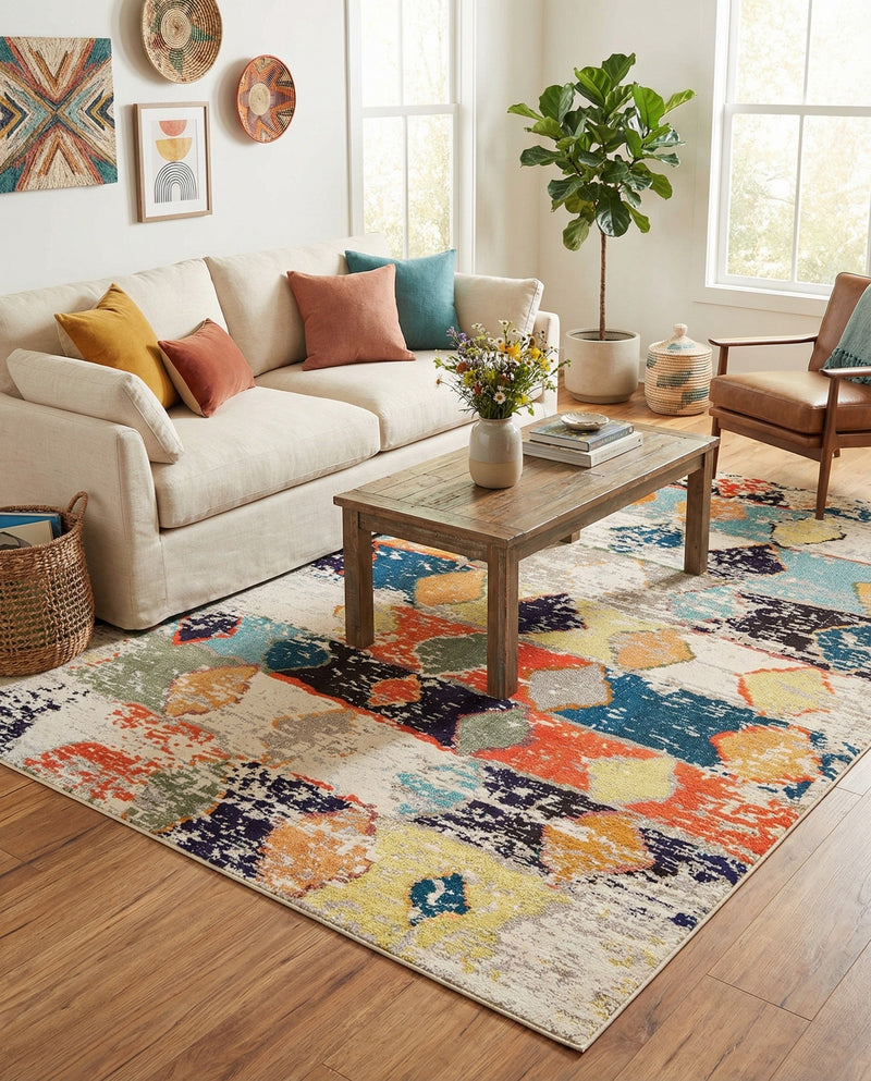 Colorburst Oasis Collection Area Rug -  Marina Rectangle Ivory  lifestyle 23
