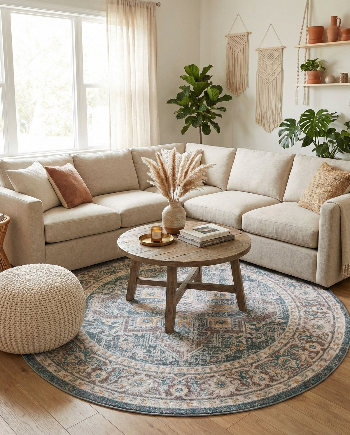 Caribbean Breeze Collection Area Rug -  Andros Round Gray  lifestyle 156