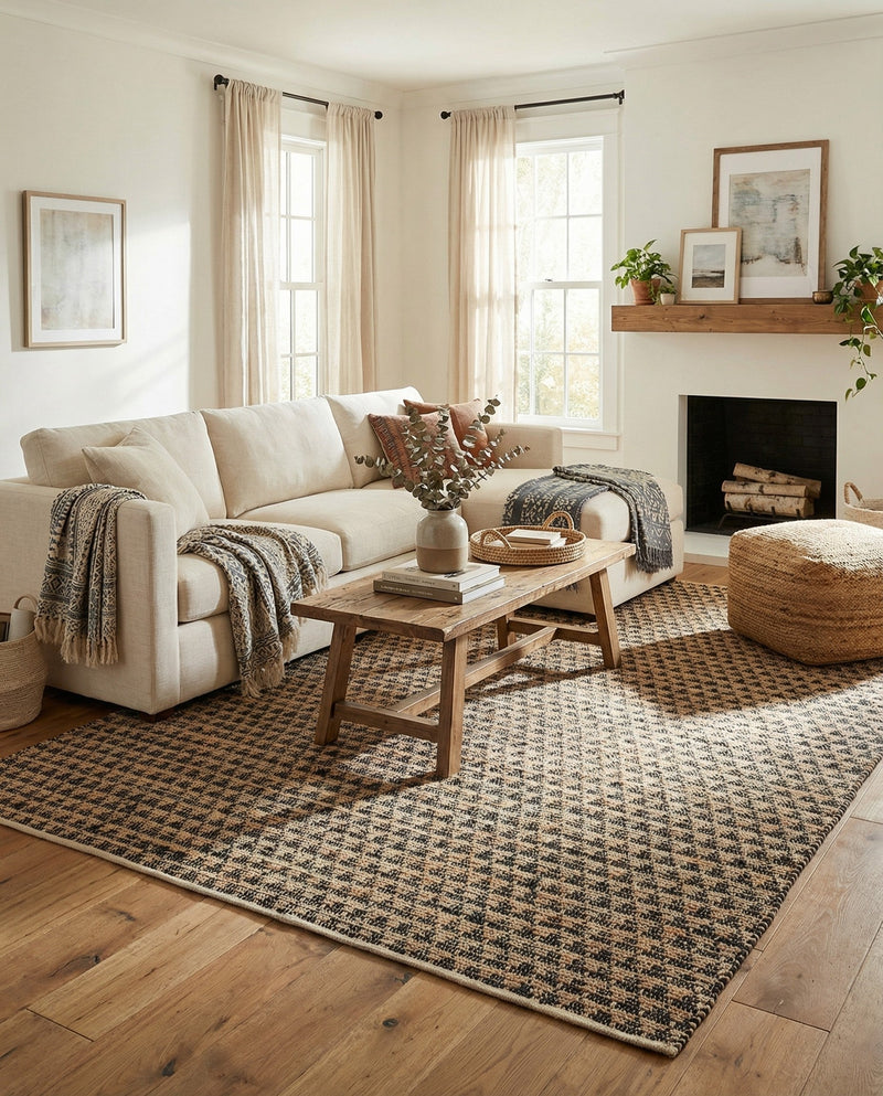 Osian Looms Collection Area Rug - Mumbai Rectangle Black  lifestyle 32