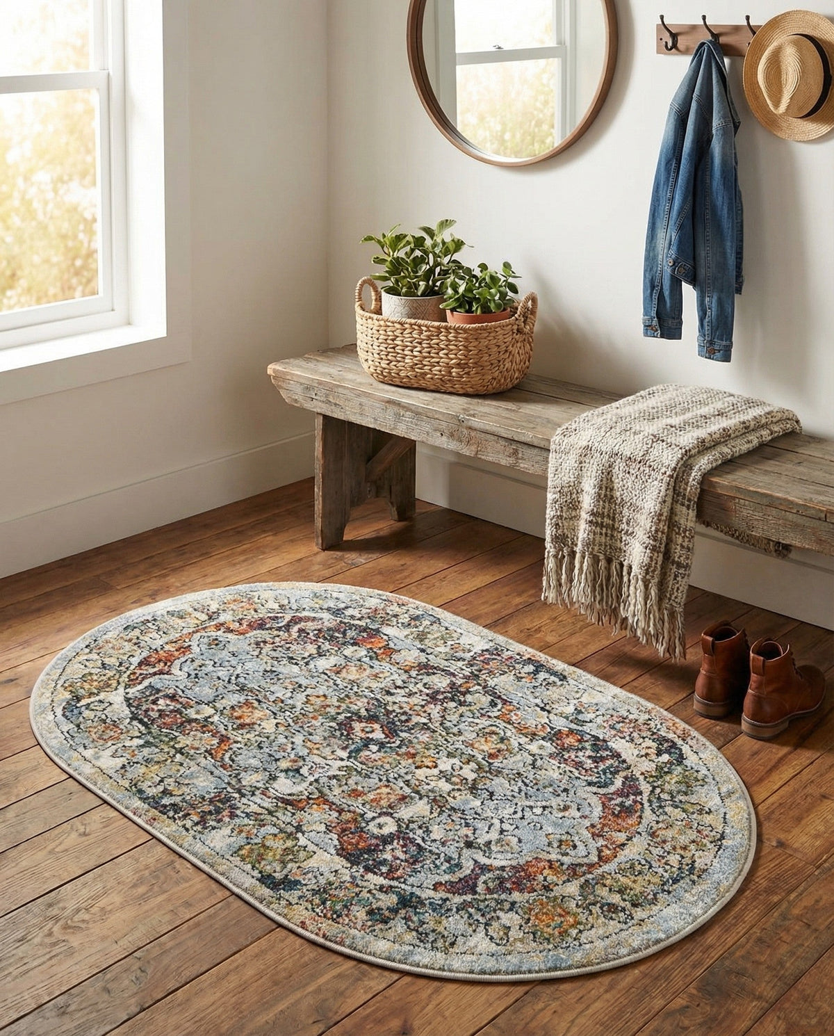 Savannah Soiree Collection Area Rug -  Everglade (Ivory) Oval Ivory  lifestyle 105