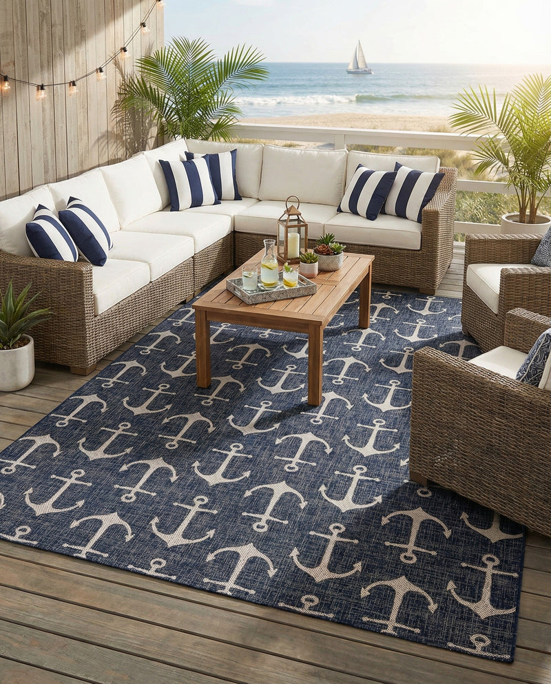 Seaside Haven Rugs Collection Area Rug - Sapphire (Charcoal) Rectangle Charcoal  lifestyle 10