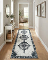 Heritage Elegance Collection Area Rug -  Winterthur (Black and White) Runner Black and White  lifestyle 34