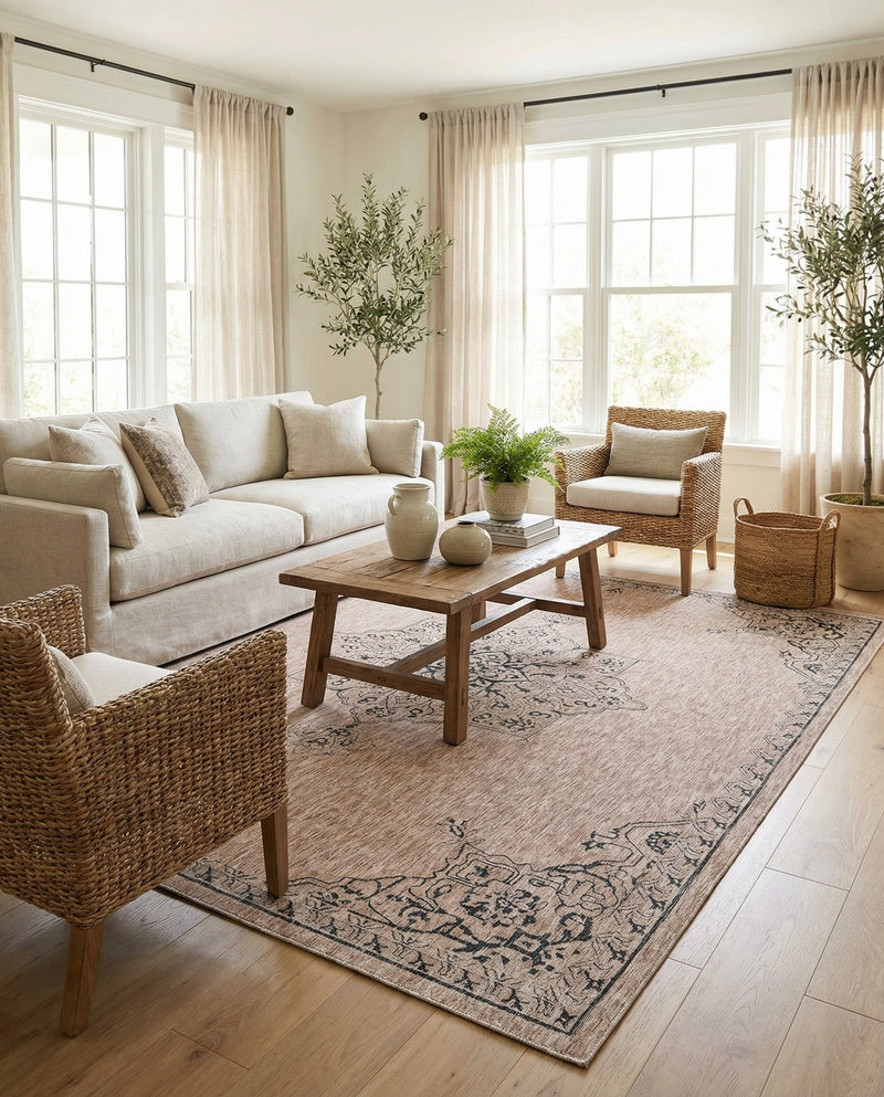Patio Heritage Collection Area Rug -  Charleston (Beige) Rectangle Beige  lifestyle 5
