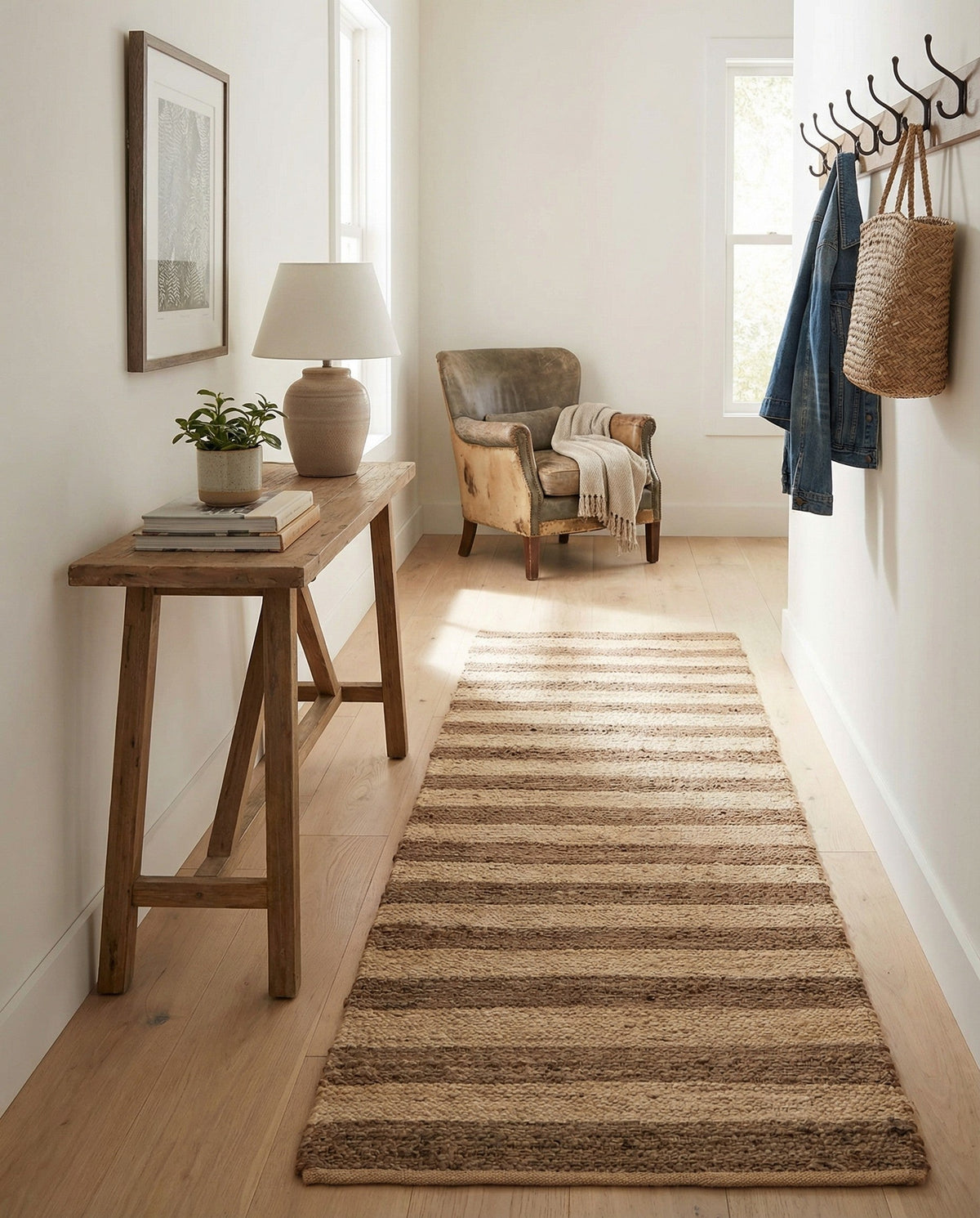 Woven Seaside Jute Collection Area Rug - Nantucket Runner Natural Ivory  lifestyle 154