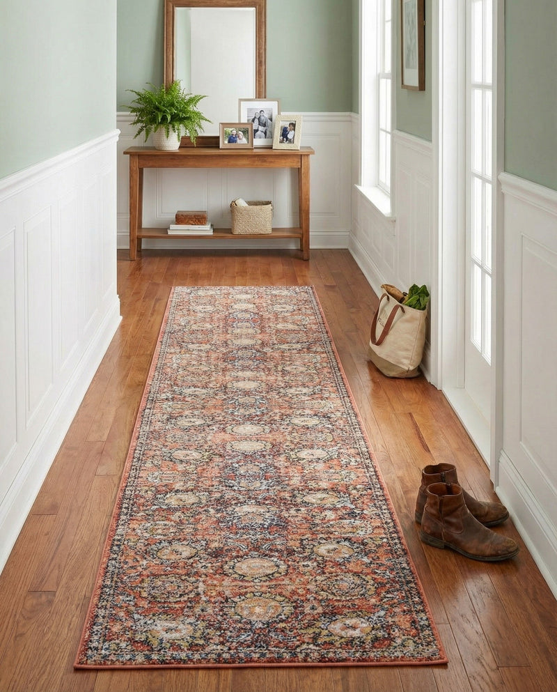 Seville Stripes Collection Area Rug -  Cordoba (Brick Red) Runner Brick Red  lifestyle 83