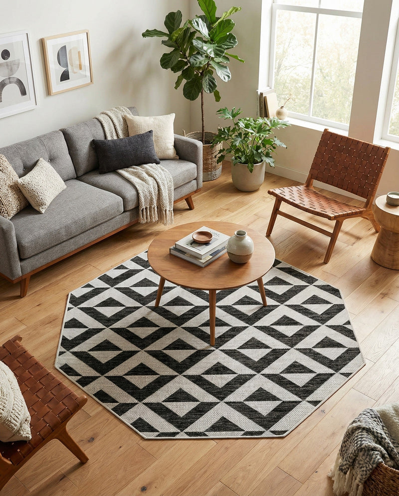 Urban Oasis Rugs Collection Area Rug -  Highrise (Charcoal Gray) Octagon Charcoal Gray  lifestyle 47