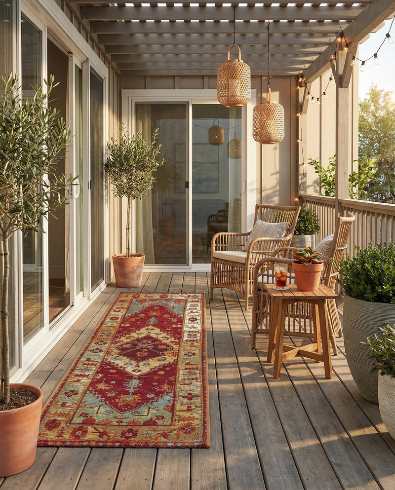 Patio Heritage Collection Area Rug -  Arbor Runner Red Green Blue  lifestyle 78