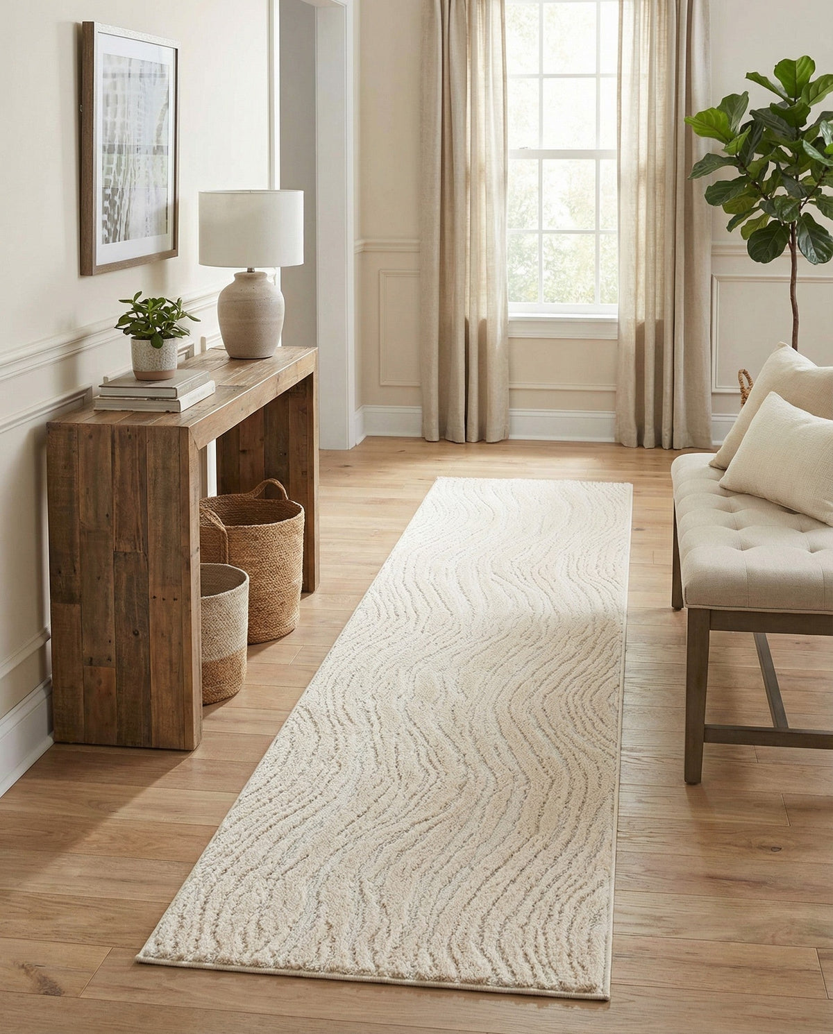 Sienna Collection Area Rug -  Garda Runner Ivory  lifestyle 145