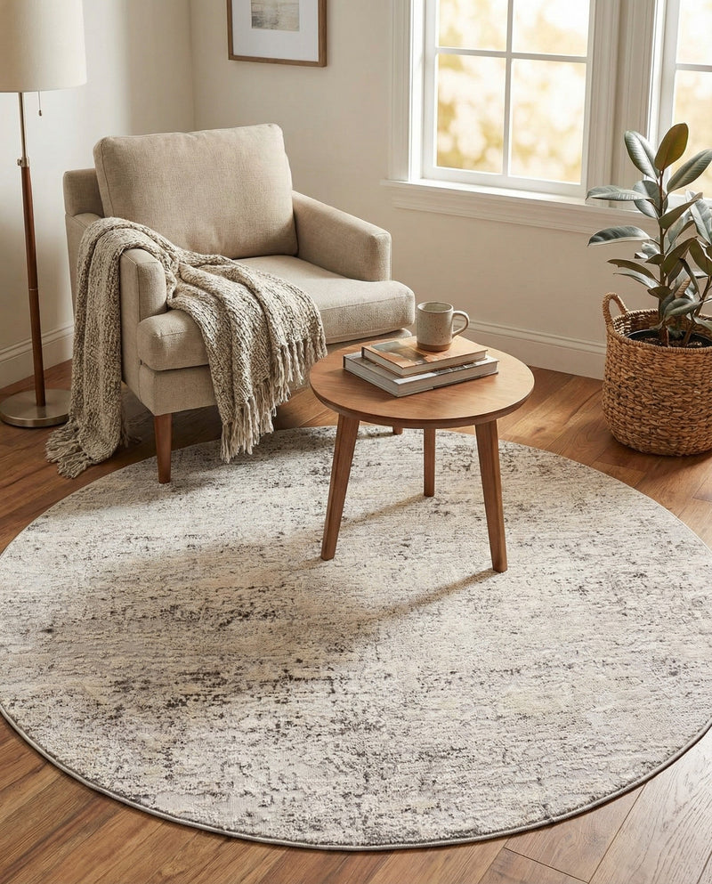 Aegean Elegance Collection Area Rug -  Paros Round Gray  lifestyle 37