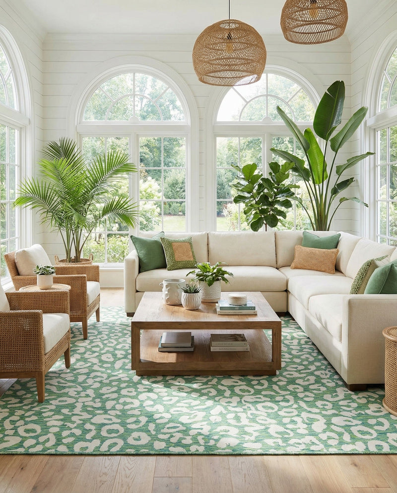 Savannah Escape Collection Area Rug -  Amazon (Green Blue) Square Green Blue  lifestyle 22