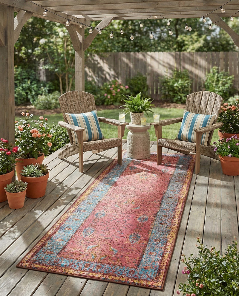 Patio Heritage Collection Area Rug -  Serenity Runner Vintage Salmon Coral  lifestyle 42