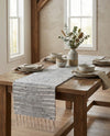 Thar Cotton Collection Area Rug - Jaisalmer (Light Gray) Table Runner Light Gray  lifestyle 53
