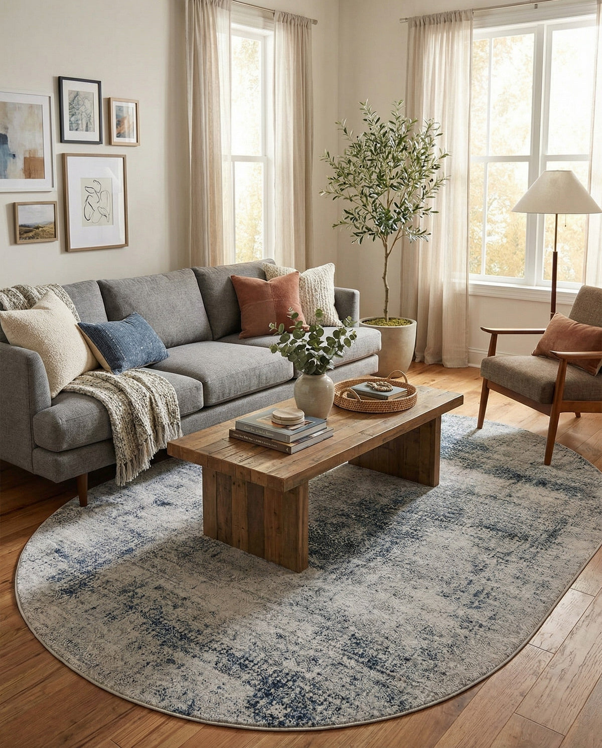 Bloomsbury Elegance Collection Area Rug -  Pimlico Oval Blue  lifestyle 138