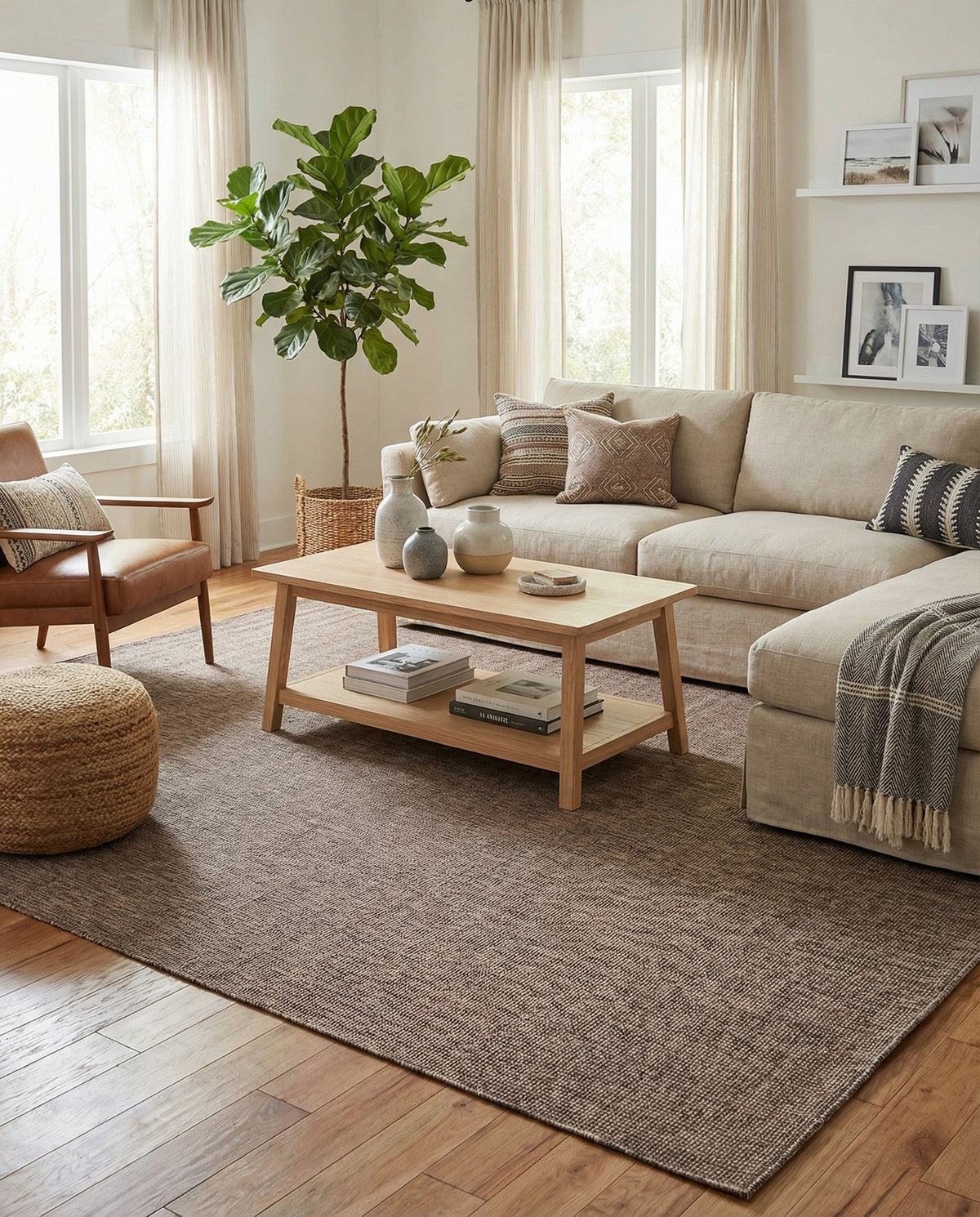 Seaside Serenity Collection Area Rug - Veranda (Light Brown) Rectangle Light Brown  lifestyle 36