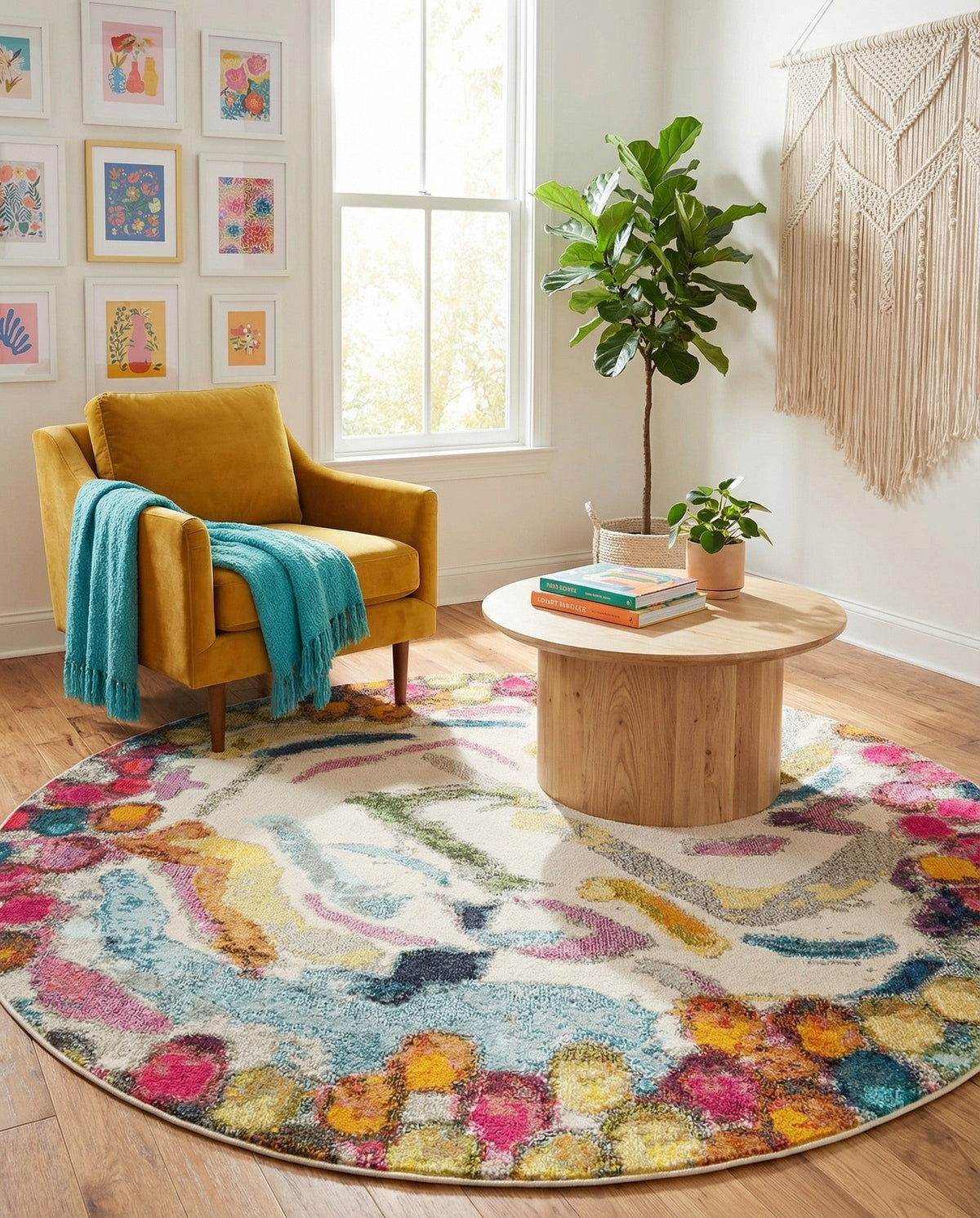 Colorburst Oasis Collection Area Rug -  Calypso Round Multi  lifestyle 83