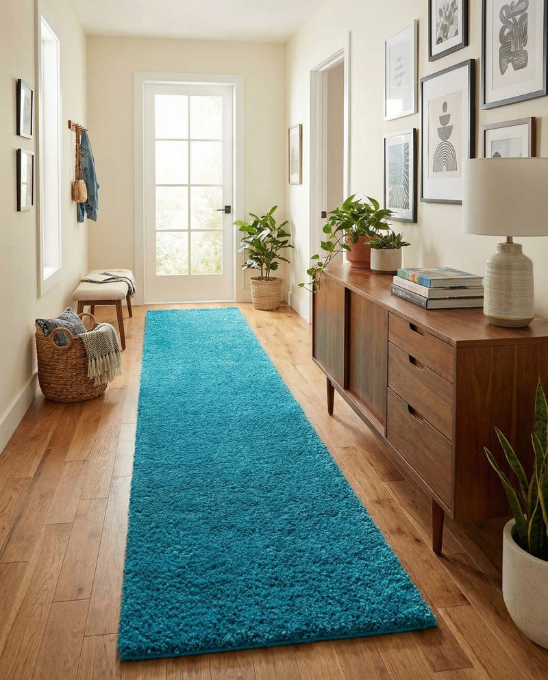 Plush Oasis Collection Area Rug - Serenity (Turquoise) Runner Turquoise  lifestyle 48