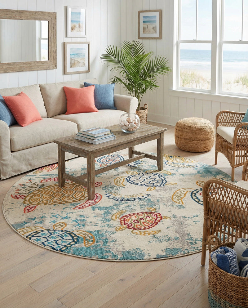 Sorrento Shores Collection Area Rug -  Massa Round Beige  lifestyle 47