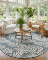 Seaside Blooms Collection Area Rug - Verdure (Teal) Round Teal  lifestyle 34