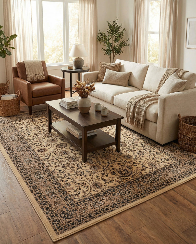 Isfahan Elegance Collection Area Rug - Naghsh-e Jahan (Ivory) Rectangle Ivory  lifestyle 27